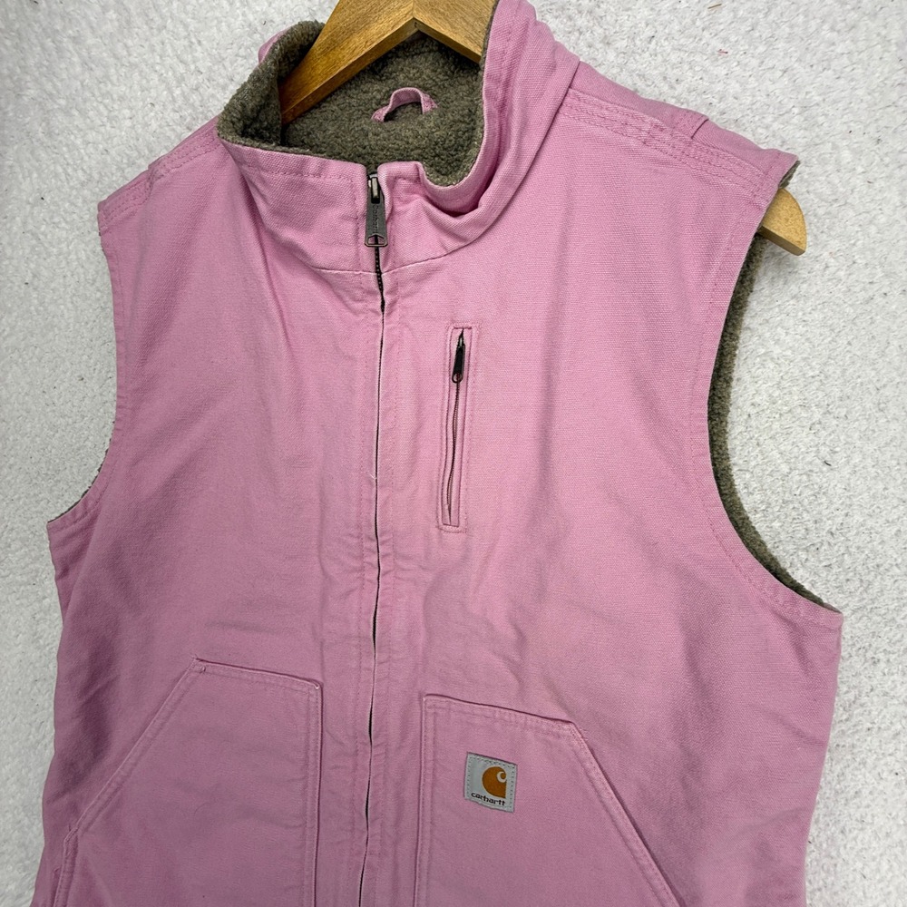 Carhartt Sandstone Vest Sherpa Lined Womens Large WV001 690 Pink Rose - Picture 10 of 11